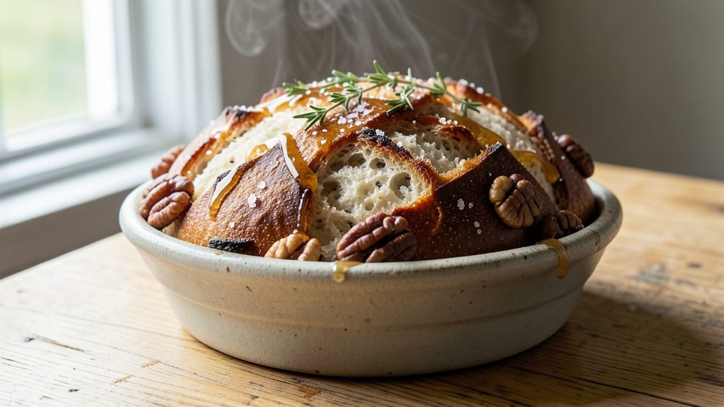 Andy's East Coast Kitchen Bread Recipe: No-Knead Dutch Oven Crust With Honeyed Walnut Swirls