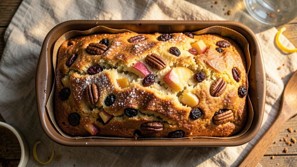 Apple Raisin Walnut Bread Recipe: Spiced Fruit and Nut Loaf With Crusty Top