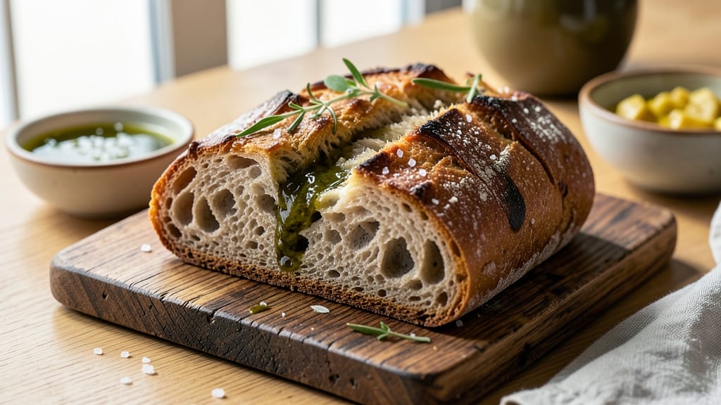 Artisan Olive Oil Bread Recipe: Golden Crust and Herby Pillowy Crumb