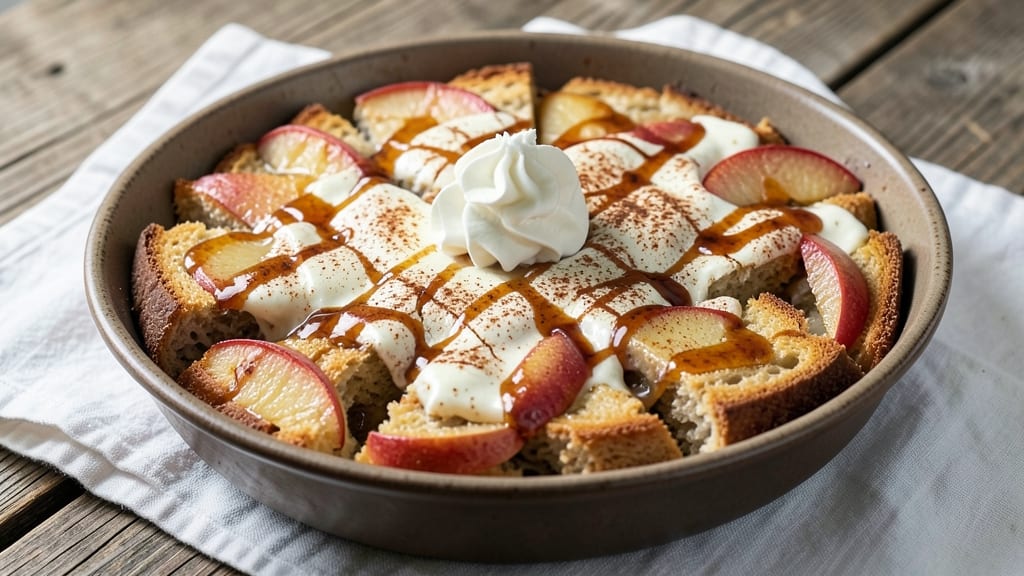 Apple Cider Bread Pudding Recipe: Spiced Apple Cider Sauce Soaks Every Layer